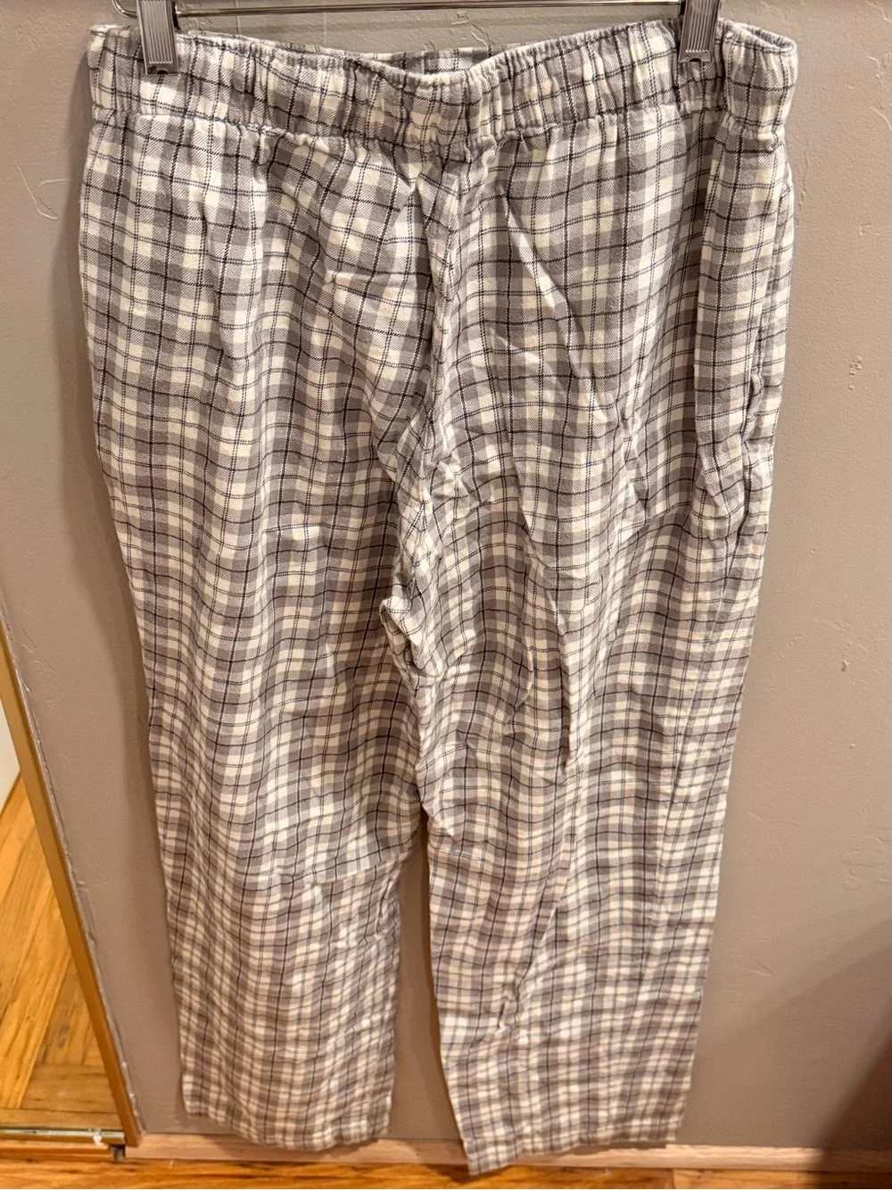 Banana Republic Flannel Gray Plaid Drawstring Lounge Pajama Pants Size M #498